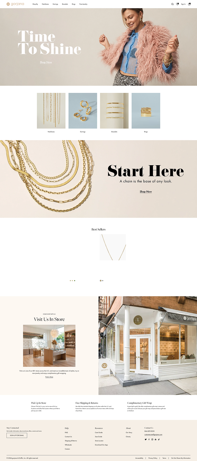 gorjana homepage screenshot