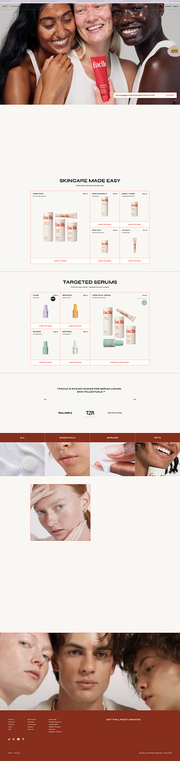 Facile homepage screenshot