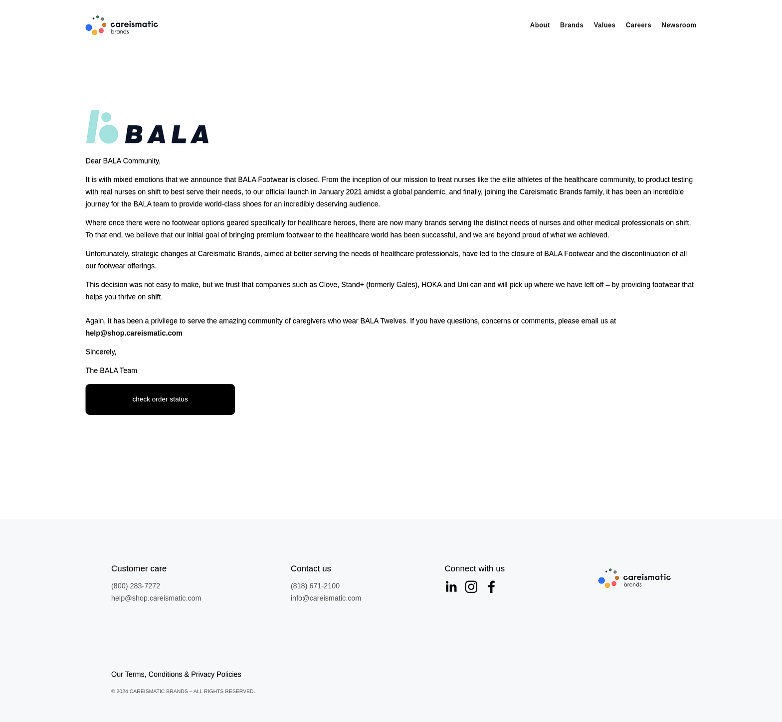 BALA Footwear homepage screenshot