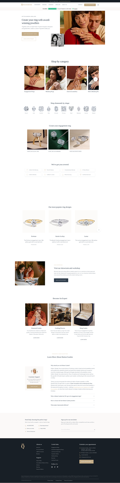 Queensmith homepage screenshot